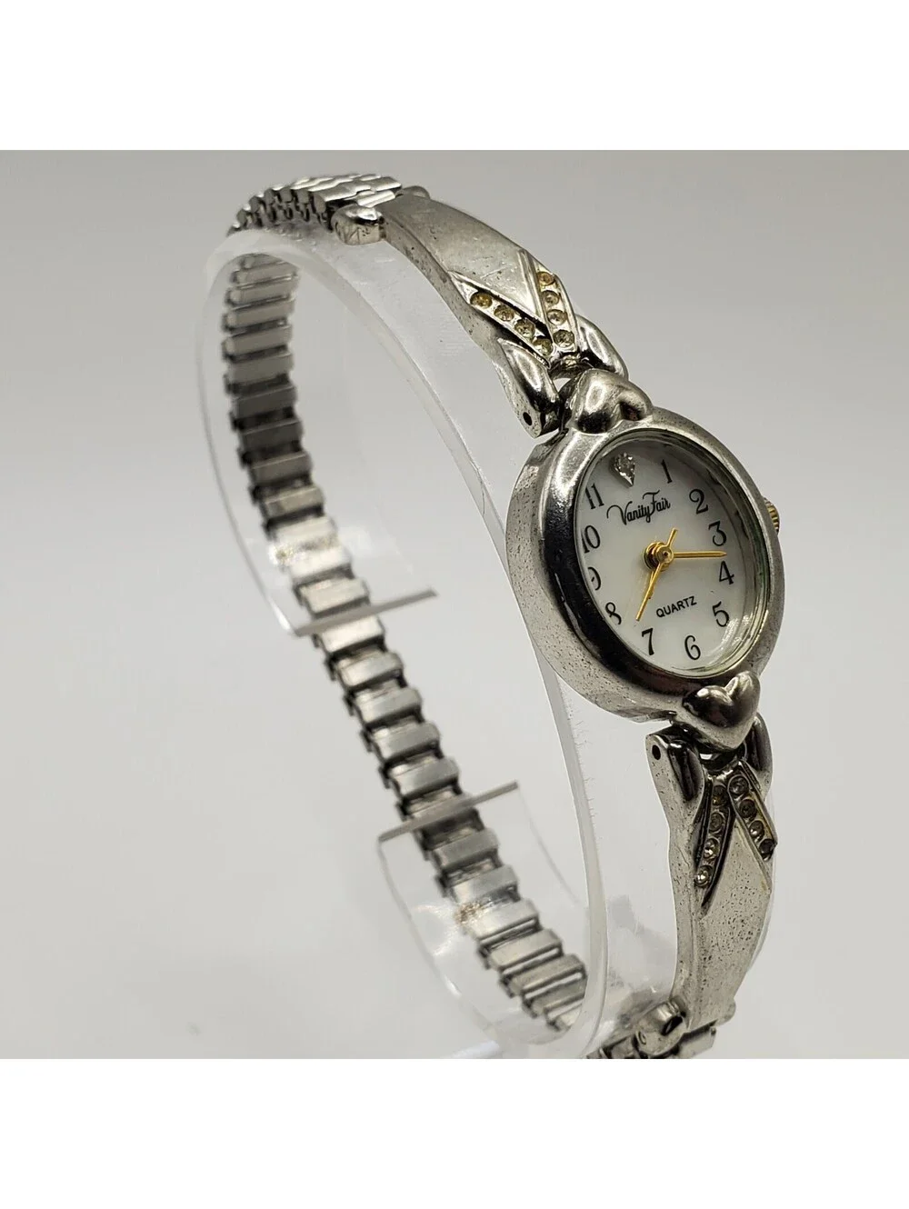 Vanity Fair Watch Women Ov White Dial Silver Expandable Band New Battery